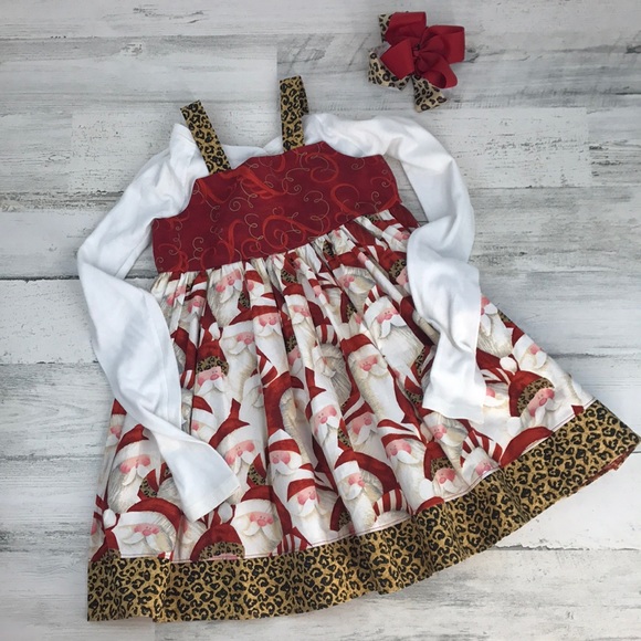 Santa Leopard Holiday dress size 4 / 5 - Picture 4 of 8